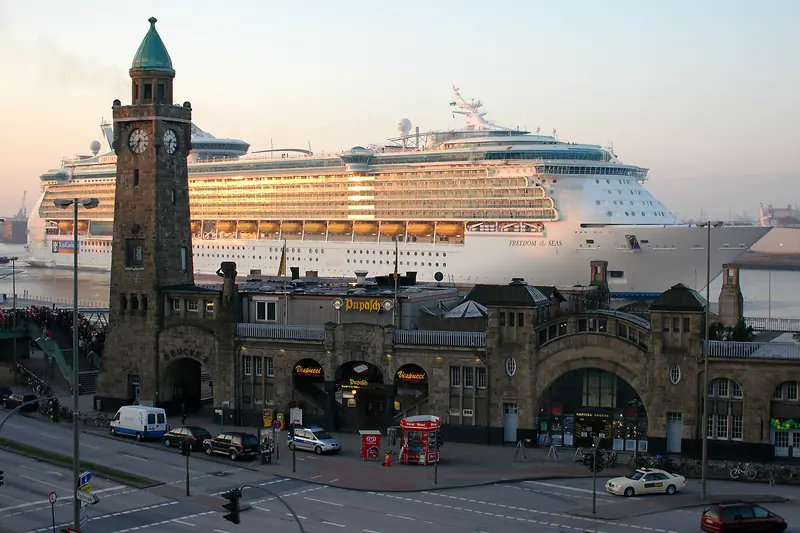Royal Caribbean's Freedom of the Seas on the River Elbe in Hamburg